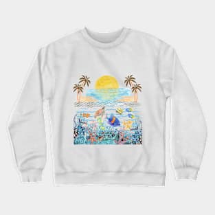 Ocean Life Sunset Coastal Crewneck Sweatshirt